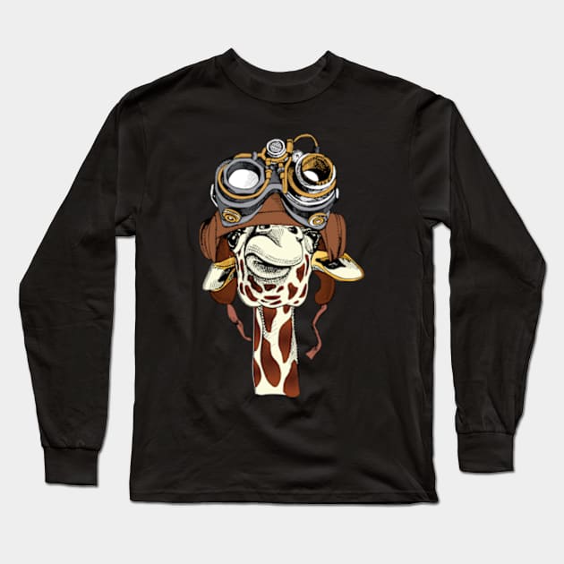 Steampunk Giraffe Long Sleeve T-Shirt by LouMax